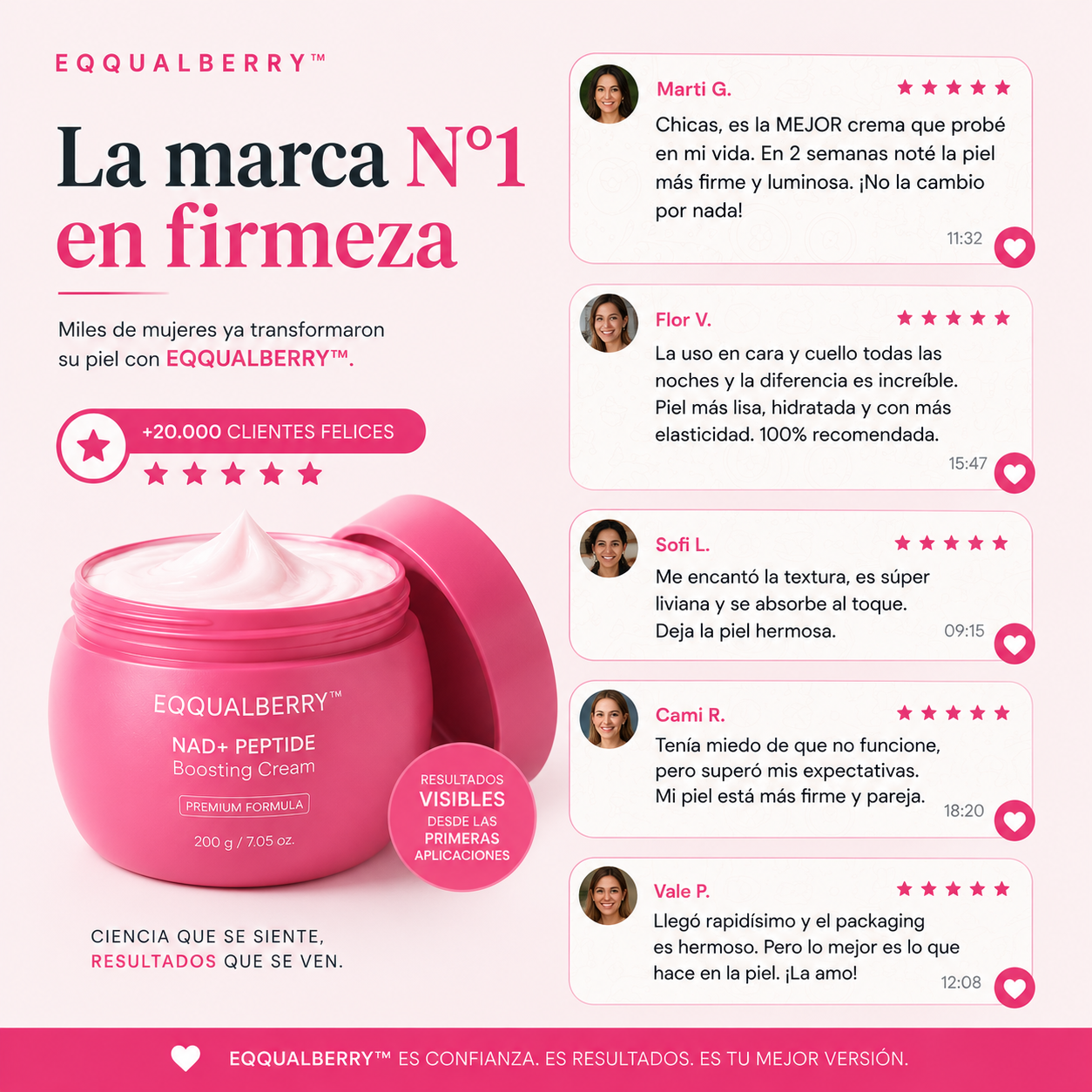 EQQUALBERRY™ Tecnología Antiage con NAD+ y Péptidos – Firmeza visible para rostro y cuerpo